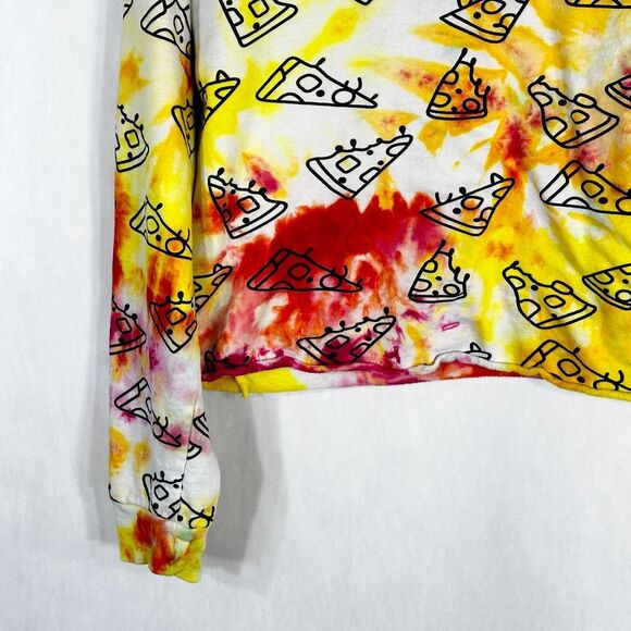 On Fire Large Hoodie Pizza Pizzazz Tie Dye All Over Print Yellow Red 1015 - Picture 11 of 12